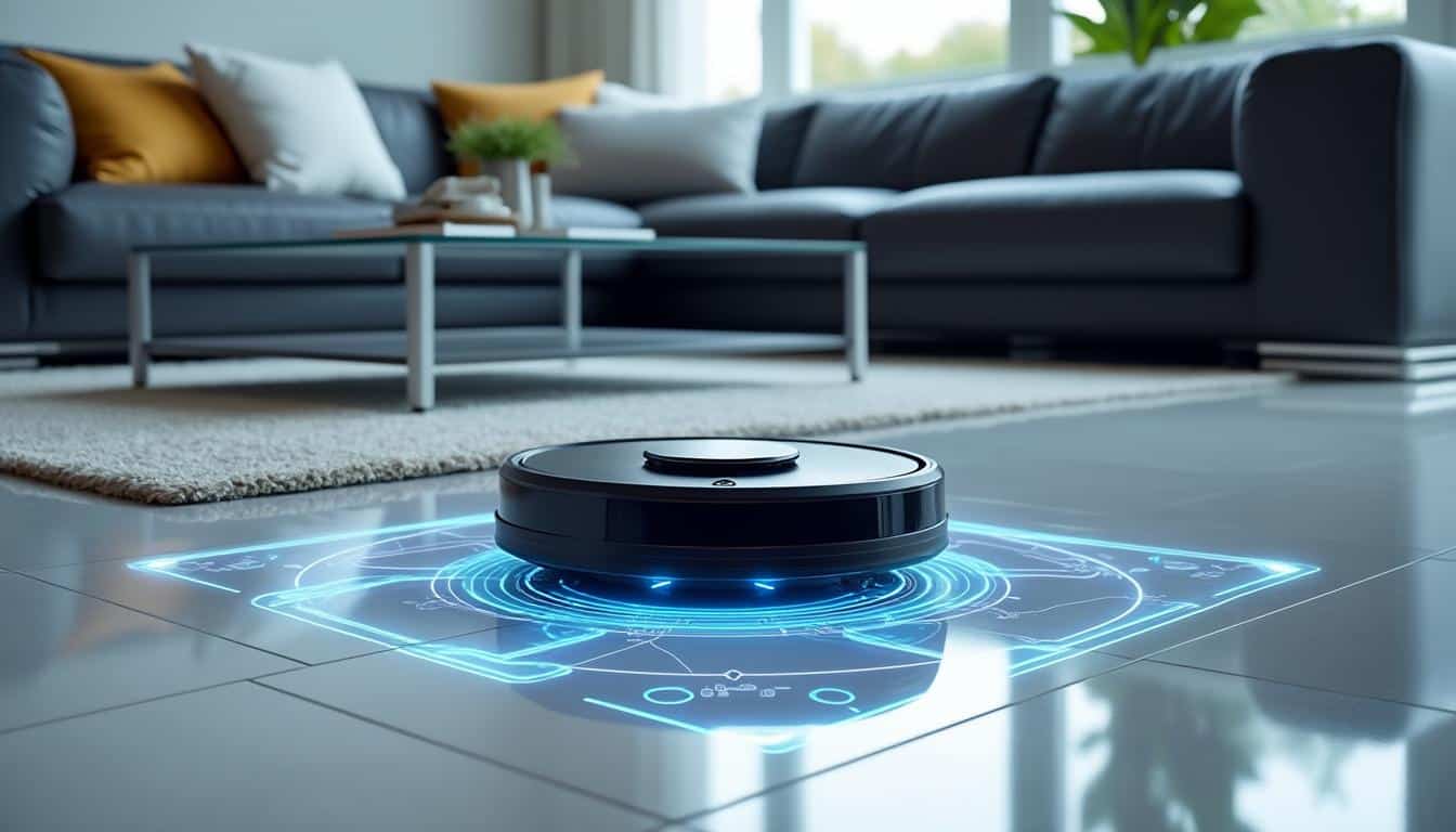 découvrez comment la cartographie laser de la surface de la pièce optimise le guidage et l'efficacité du robot aspirateur pour un nettoyage précis et complet.