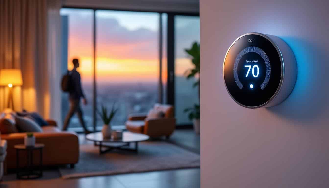 optimisez votre confort et économisez de l'énergie grâce à l'anticipation des heures de retour au foyer avec un thermostat connecté intelligent.