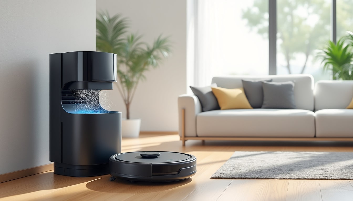 découvrez comment la vidange automatique du bac à poussière rend votre robot aspirateur entièrement autonome, pour un nettoyage sans effort et plus efficace.