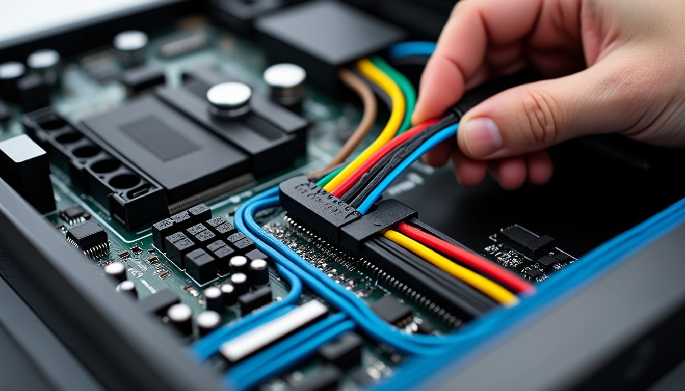 découvrez comment un branchement minutieux des câbles du panneau frontal assure la fin parfaite du montage de votre pc pour un fonctionnement optimal.